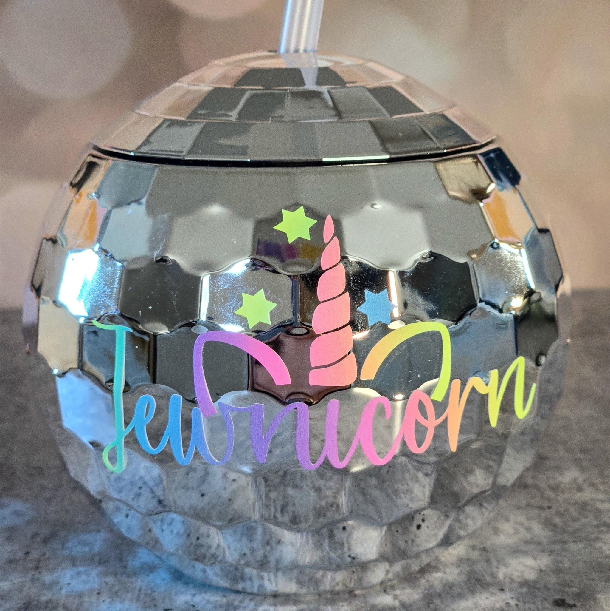 Jewnicorn Rainbow Disco Ball Drink Tumbler