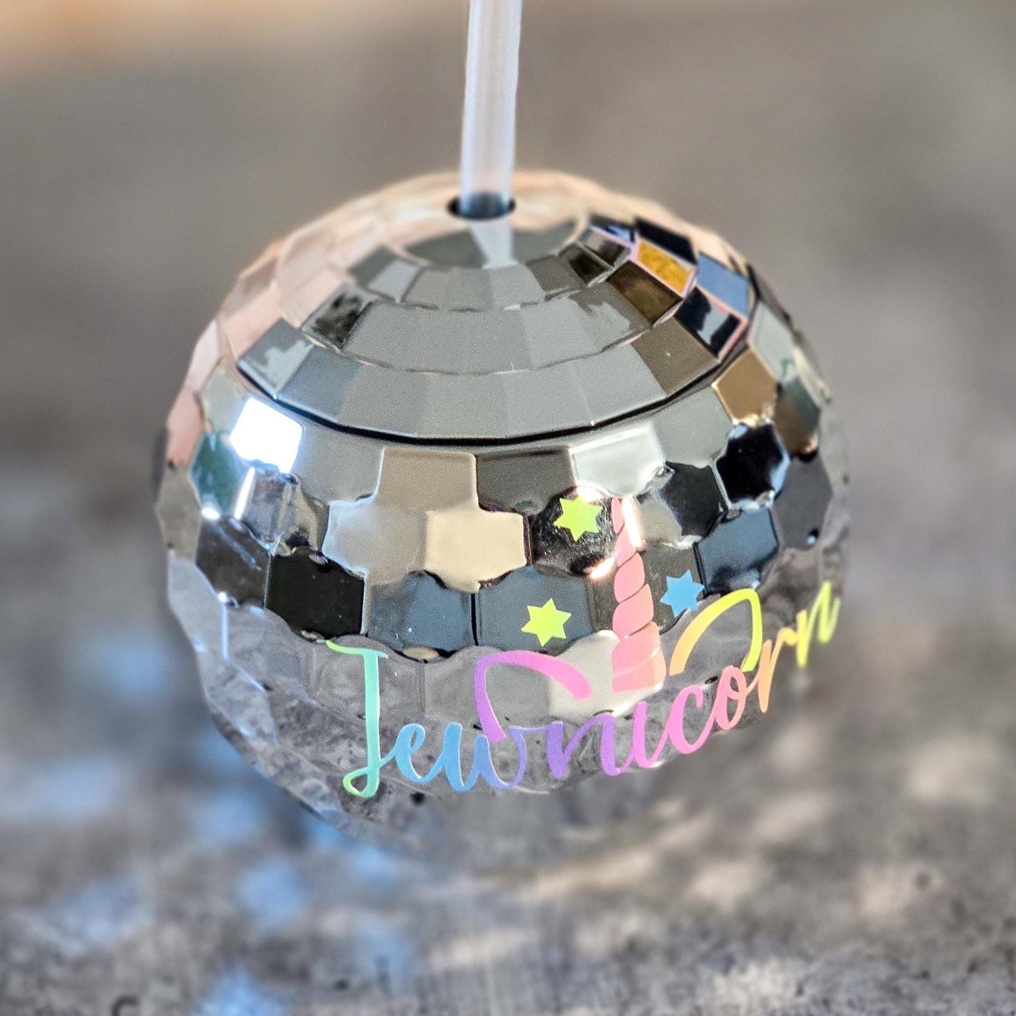 Jewnicorn Rainbow Disco Ball Drink Tumbler
