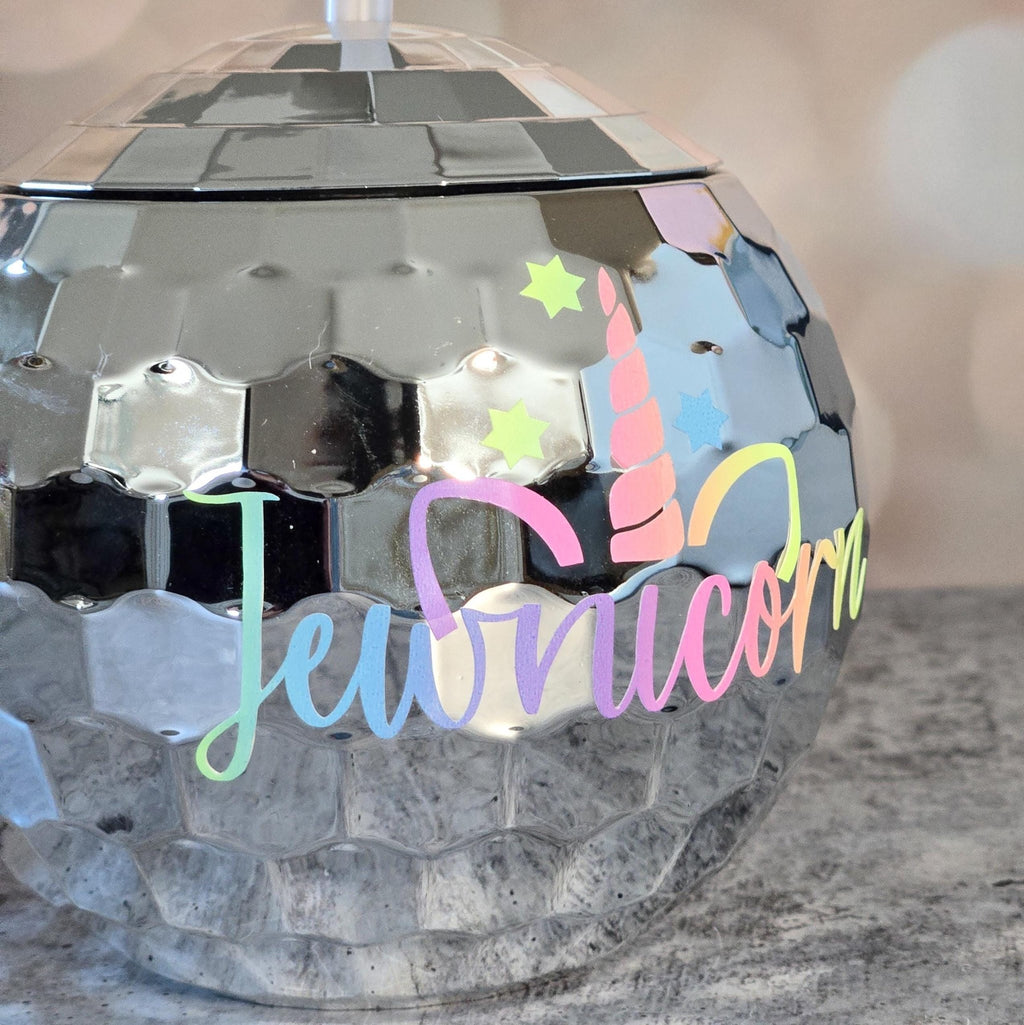 Jewnicorn Rainbow Disco Ball Drink Tumbler