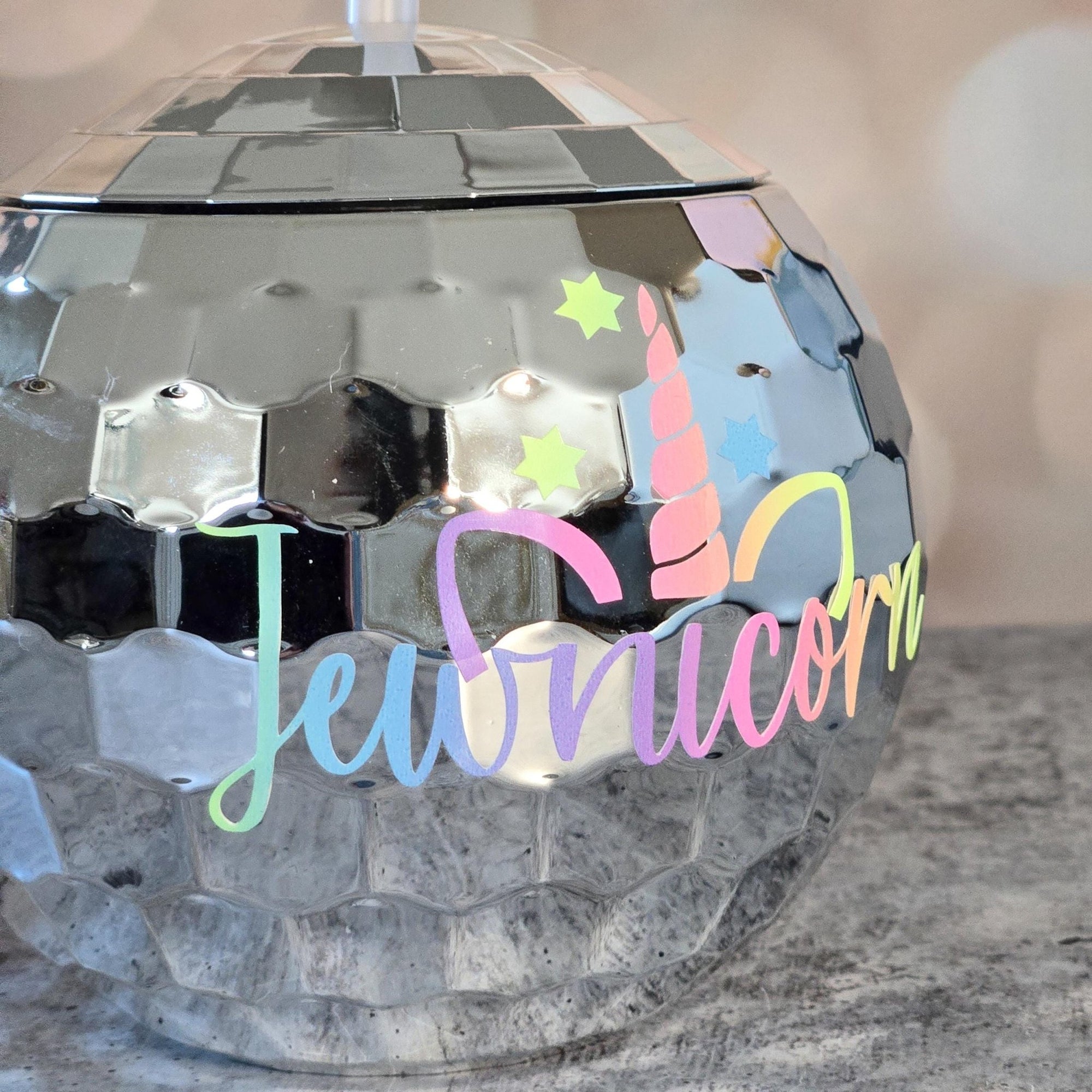 Jewnicorn Rainbow Disco Ball Drink Tumbler