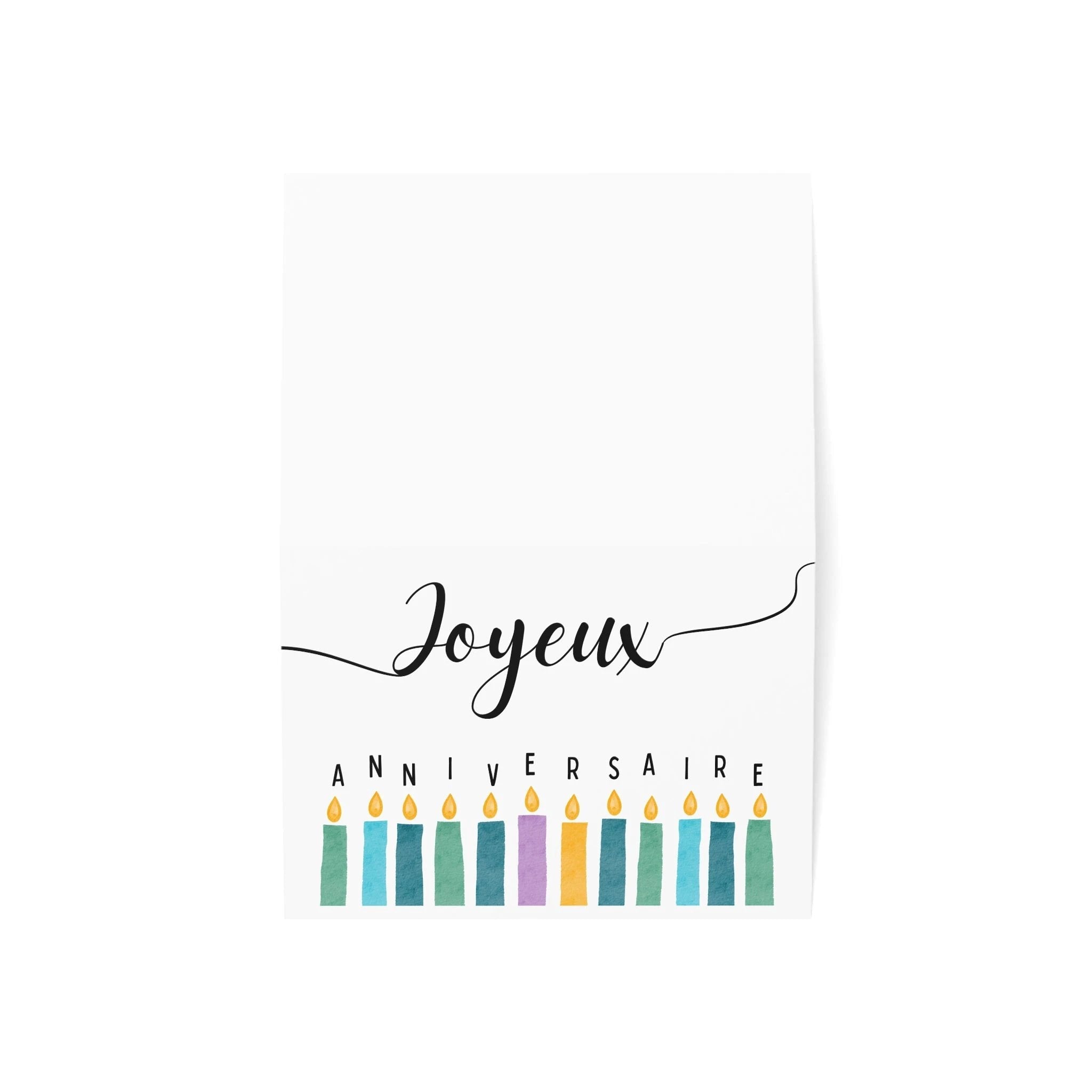 Joyeux Anniversaire French Birthday Card, Colorful Candles by Printify