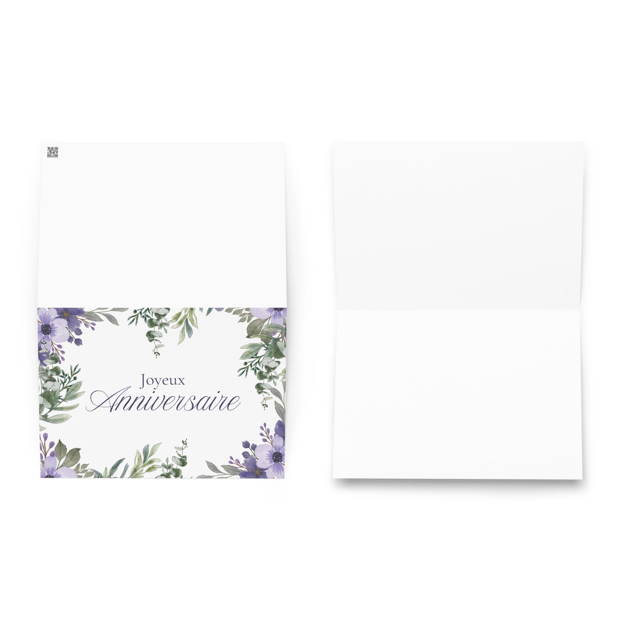 Joyeux anniversaire French Happy Anniversary Greeting card, purple and green elegant floral border design, envelope included Greeting card La Vie Bien Joyeux anniversaire French Happy Anniversary Greeting card, purple and green elegant floral border design, envelope included