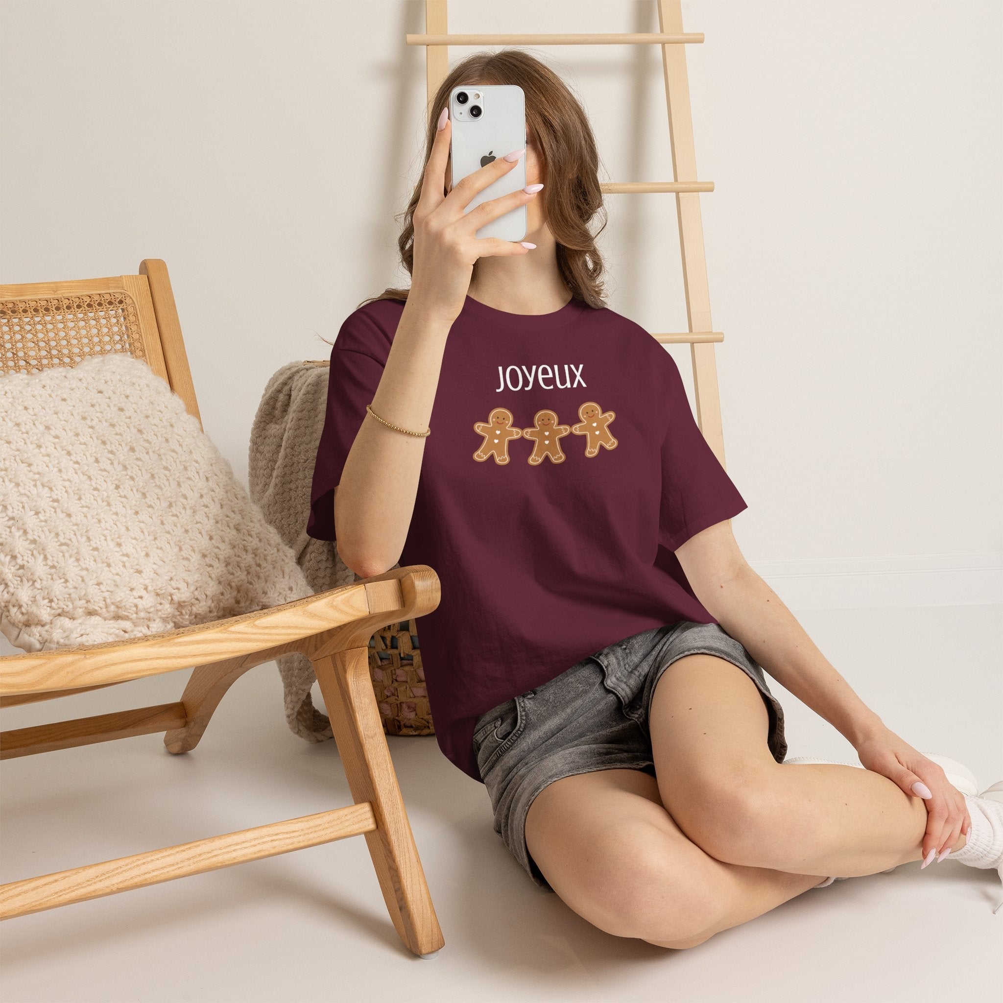 Joyeux French Gingerbread Buddies Tee, French unisex Noel t-shirt T-Shirt La Vie Bien Joyeux French Gingerbread Buddies Tee, French unisex Noel t-shirt