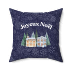Joyeux Noël dark blue Holiday Throw Pillow, Festive Winter Village Décor with snowflake print and cozy winter theme Home Decor La Vie Bien Joyeux Noël dark blue Holiday Throw Pillow, Festive Winter Village Décor with snowflake print and cozy winter theme