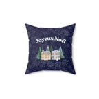 Joyeux Noël dark blue Holiday Throw Pillow, Festive Winter Village Décor with snowflake print and cozy winter theme Home Decor La Vie Bien Joyeux Noël dark blue Holiday Throw Pillow, Festive Winter Village Décor with snowflake print and cozy winter theme