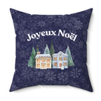 Joyeux Noël dark blue Holiday Throw Pillow, Festive Winter Village Décor with snowflake print and cozy winter theme Home Decor La Vie Bien Joyeux Noël dark blue Holiday Throw Pillow, Festive Winter Village Décor with snowflake print and cozy winter theme