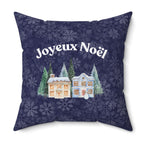Joyeux Noël dark blue Holiday Throw Pillow, Festive Winter Village Décor with snowflake print and cozy winter theme Home Decor La Vie Bien Joyeux Noël dark blue Holiday Throw Pillow, Festive Winter Village Décor with snowflake print and cozy winter theme