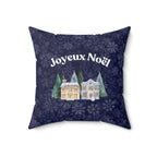 Joyeux Noël dark blue Holiday Throw Pillow, Festive Winter Village Décor with snowflake print and cozy winter theme Home Decor La Vie Bien Joyeux Noël dark blue Holiday Throw Pillow, Festive Winter Village Décor with snowflake print and cozy winter theme