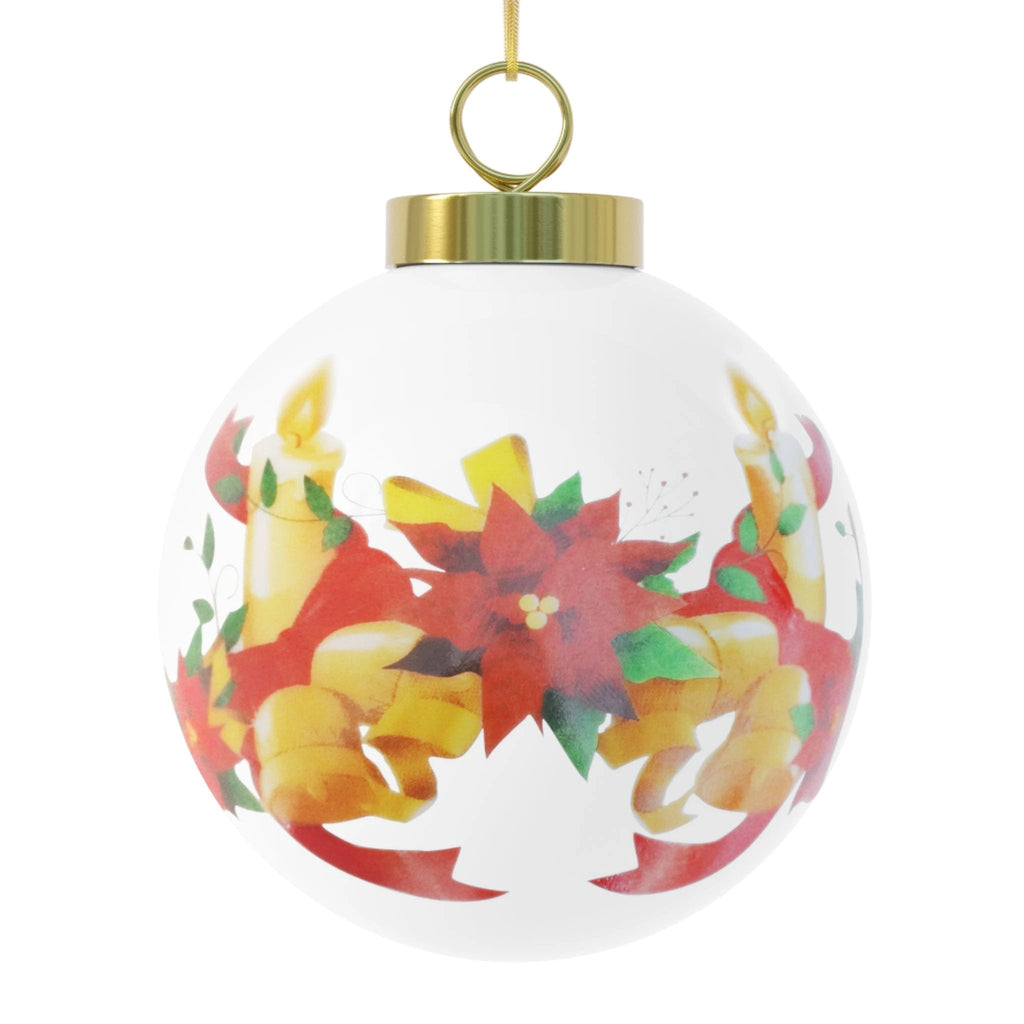 Joyeux Noël Woodland Deer Ornament, Christmas Ball Ornament by Printify