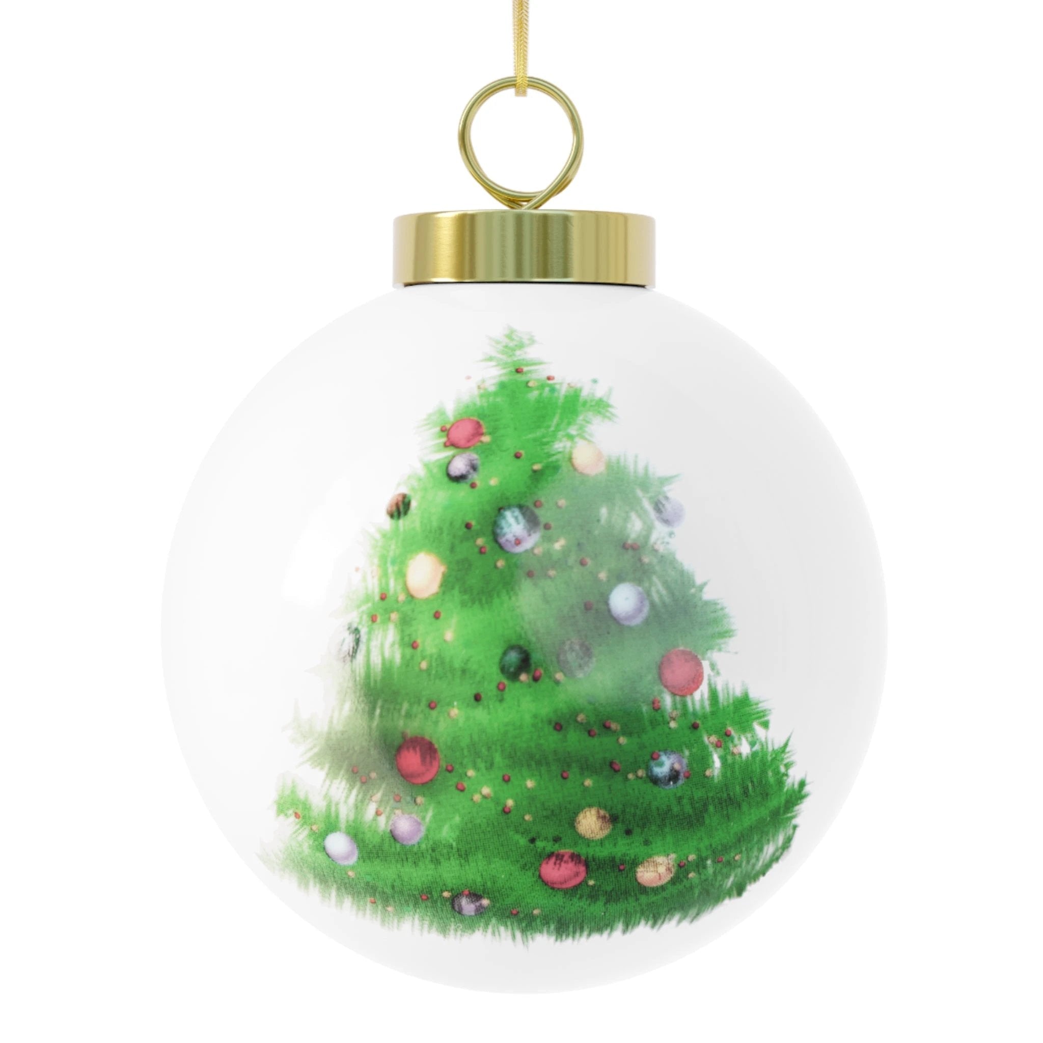Joyeux Noël Woodland Deer Ornament, Christmas Ball Ornament by Printify