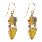 Hinged Yellow Bumblebee Jasper Golden Drop Earrings by Barse Jewelry