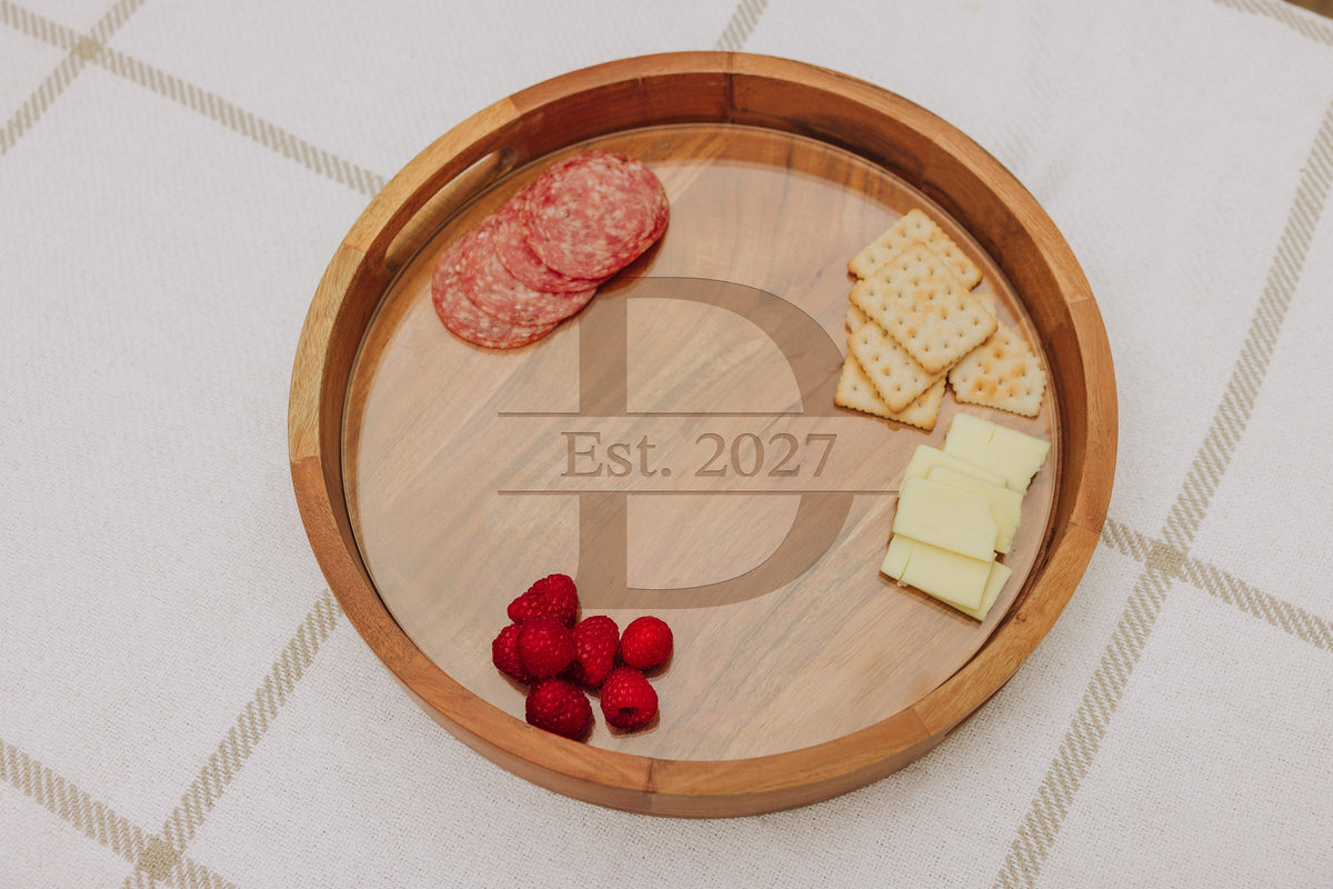 Monogram - Barista Serving Tray with Glass Insert