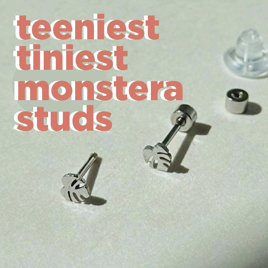 Flat Back Teeny Tiny Monstera Deliciosa Plant Studs by JT Trading Post