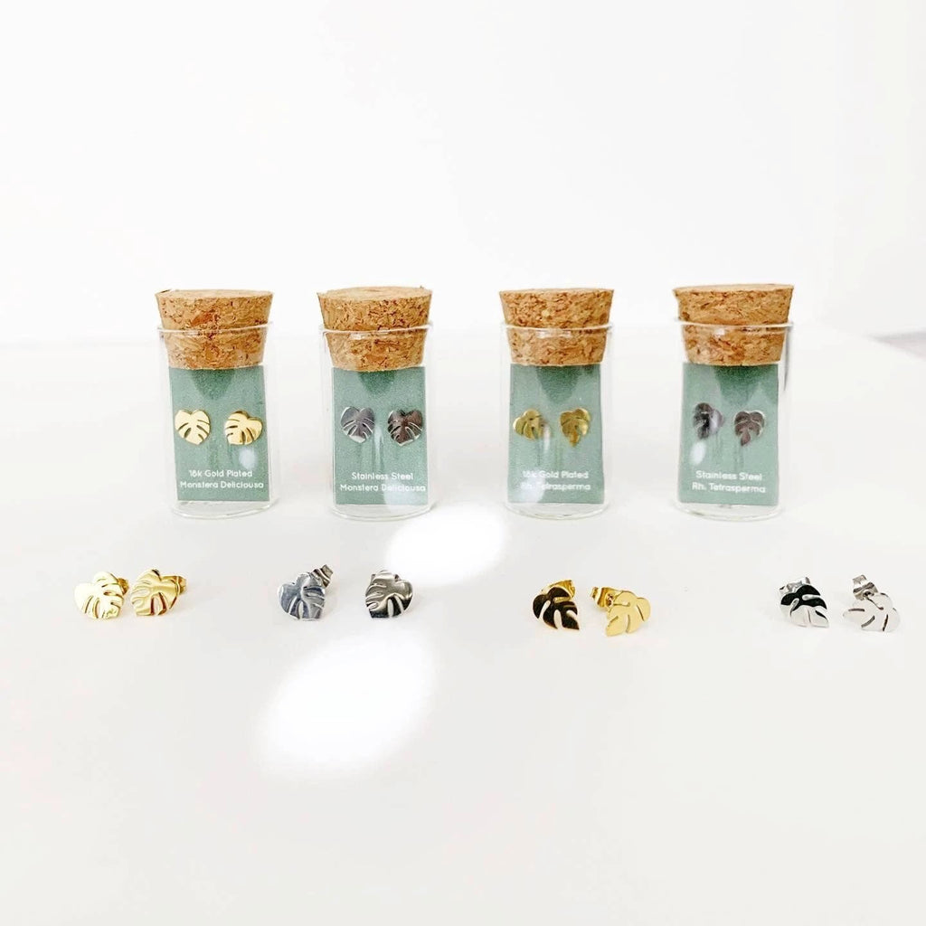 Monstera Deliciosa Plant Studs by JT Trading Post