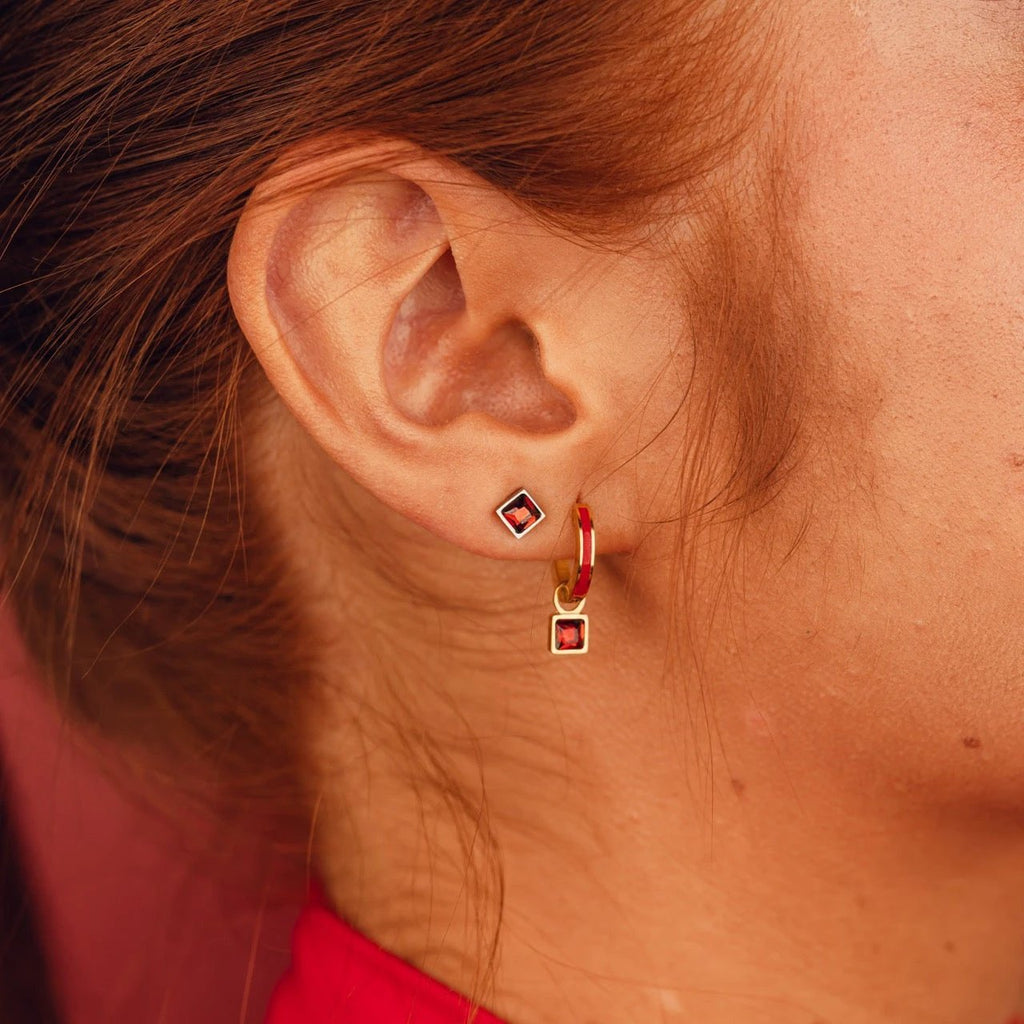 July Birthstone Huggie Hoop Charms by Oh Clementine