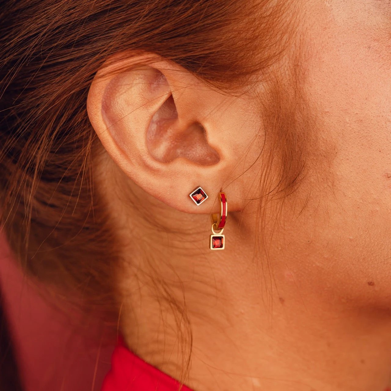 July Birthstone Huggie Hoop Charms by Oh Clementine