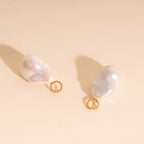 Jumbo Baroque Natural Pearl Huggie Hoop Charms by Oh Clementine
