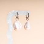 Jumbo Baroque Natural Pearl Huggie Hoop Charms La Vie Bien Jumbo Baroque Natural Pearl Huggie Hoop Charms