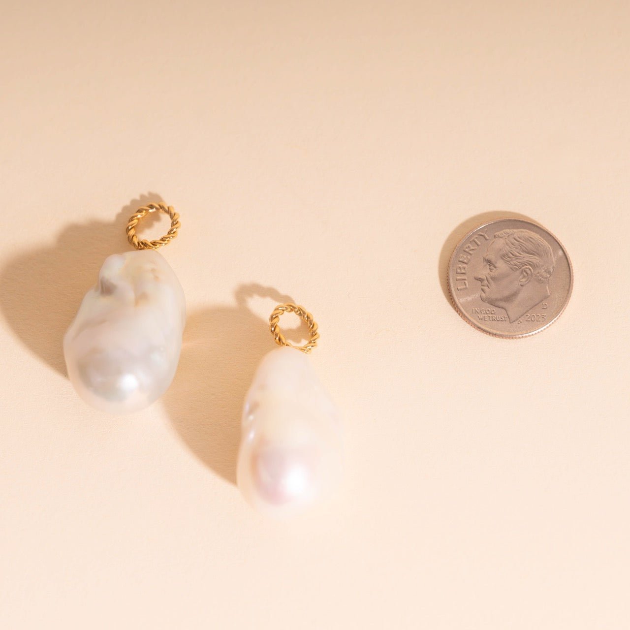 Jumbo Baroque Natural Pearl Huggie Hoop Charms La Vie Bien Jumbo Baroque Natural Pearl Huggie Hoop Charms