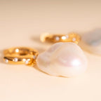 Jumbo Baroque Natural Pearl Huggie Hoop Charms La Vie Bien Jumbo Baroque Natural Pearl Huggie Hoop Charms