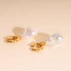 Jumbo Baroque Natural Pearl Huggie Hoop Charms La Vie Bien Jumbo Baroque Natural Pearl Huggie Hoop Charms