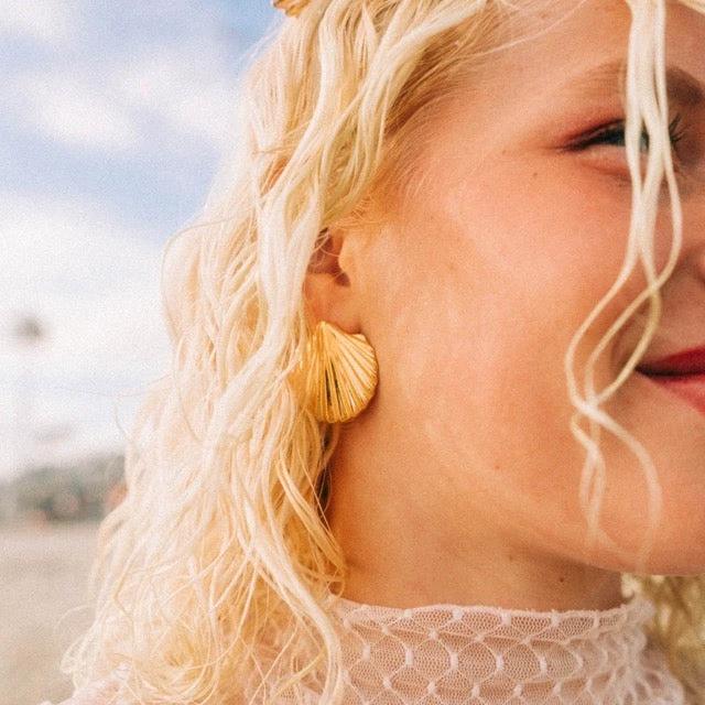 Jumbo Seashell Stud Earrings by Oh Clementine