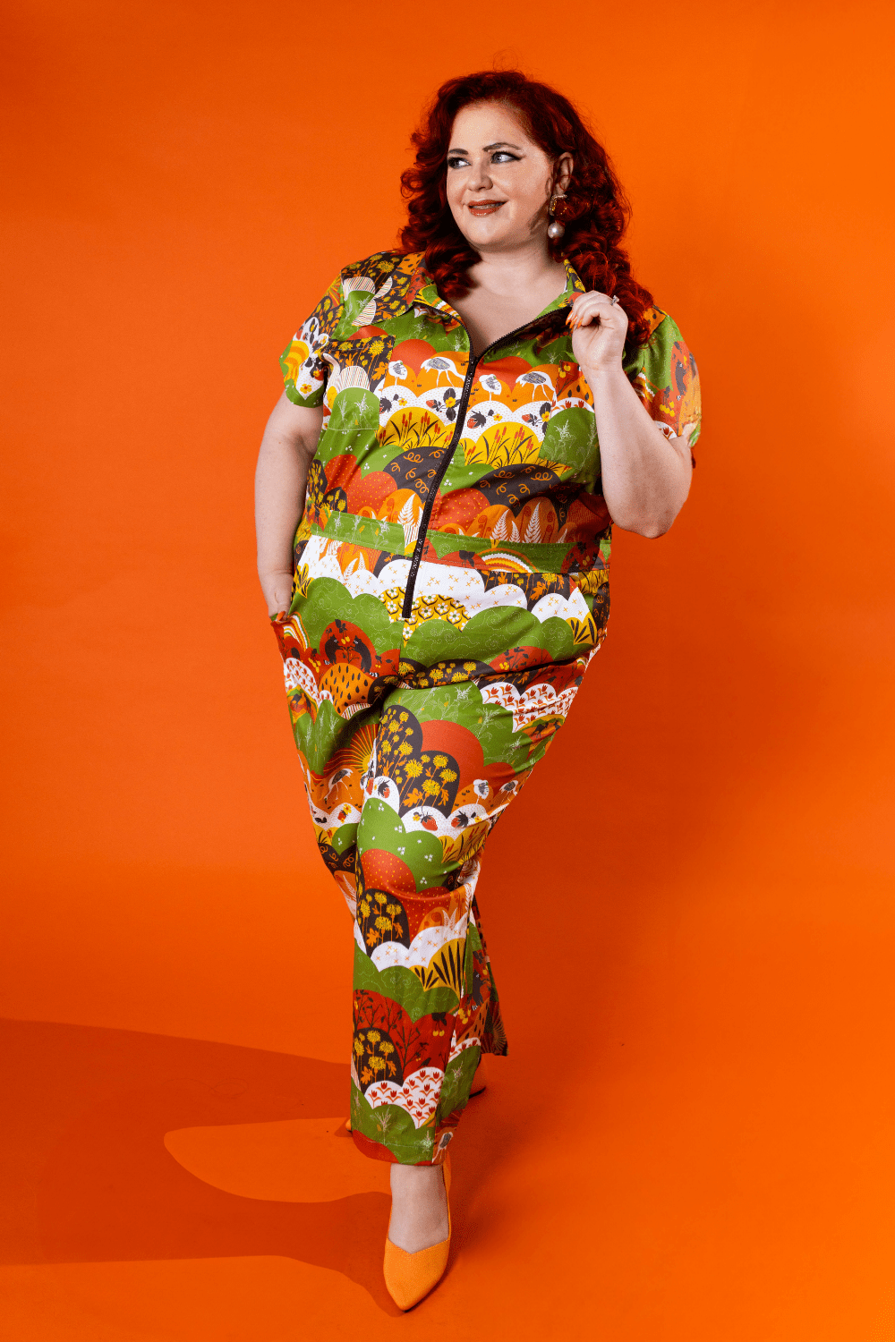 Jumpsuit in Earth - toned Meadow Print Jumpsuit La Vie Bien Jumpsuit in Earth - toned Meadow Print