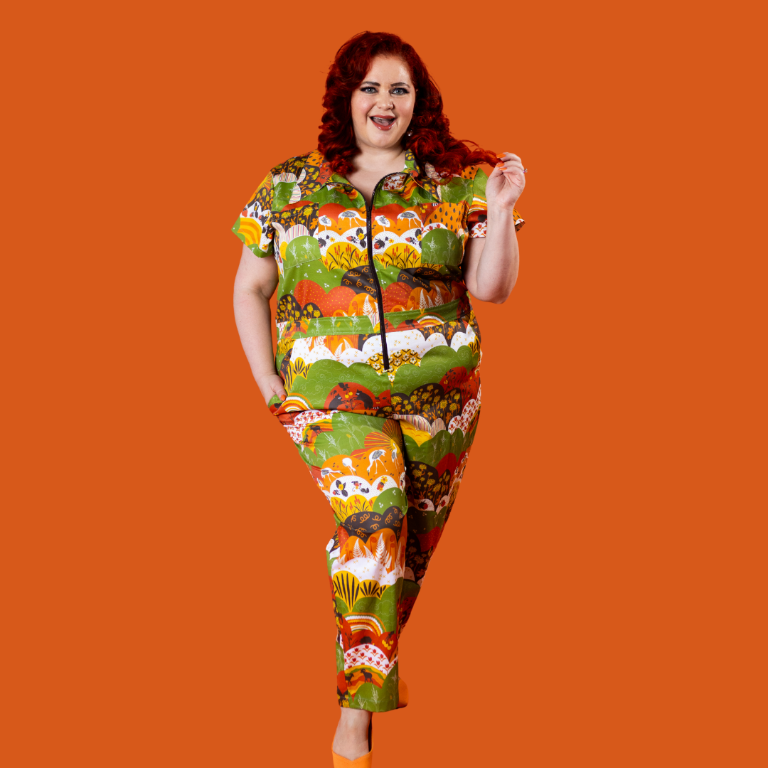Jumpsuit in Earth - toned Meadow Print Jumpsuit La Vie Bien Jumpsuit in Earth - toned Meadow Print