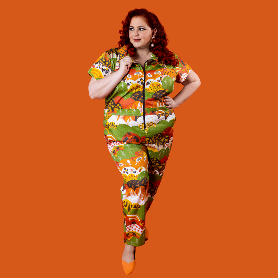Jumpsuit in Earth - toned Meadow Print Jumpsuit La Vie Bien Jumpsuit in Earth - toned Meadow Print