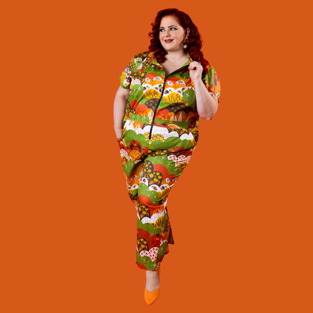 Jumpsuit in Earth - toned Meadow Print Jumpsuit La Vie Bien Jumpsuit in Earth - toned Meadow Print