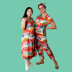 Jumpsuit in Mint & Strawberry Meadow Print Jumpsuit La Vie Bien Jumpsuit in Mint & Strawberry Meadow Print