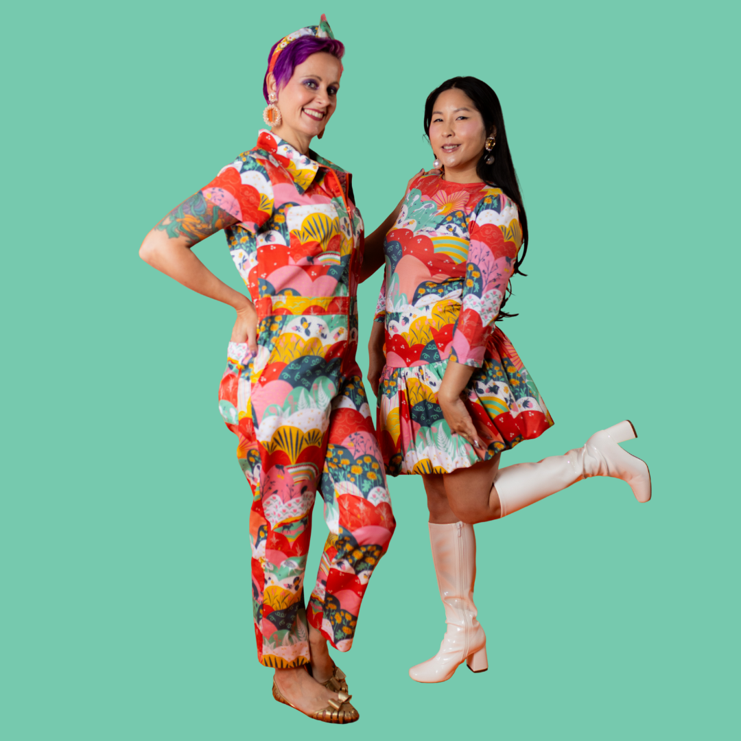 Jumpsuit in Mint & Strawberry Meadow Print Jumpsuit La Vie Bien Jumpsuit in Mint & Strawberry Meadow Print