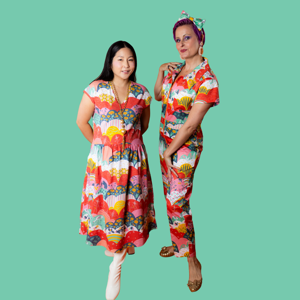 Jumpsuit in Mint & Strawberry Meadow Print Jumpsuit La Vie Bien Jumpsuit in Mint & Strawberry Meadow Print