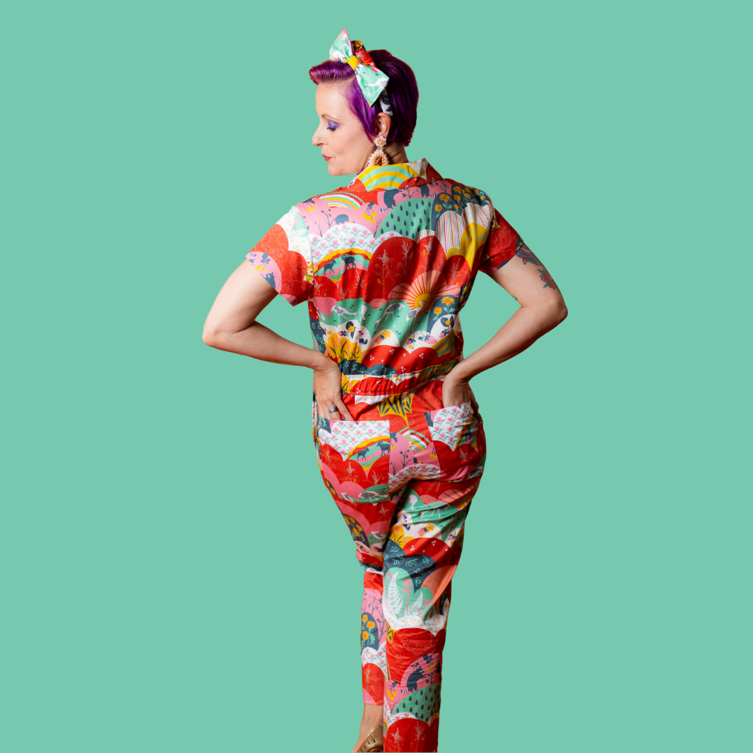 Jumpsuit in Mint & Strawberry Meadow Print Jumpsuit La Vie Bien Jumpsuit in Mint & Strawberry Meadow Print