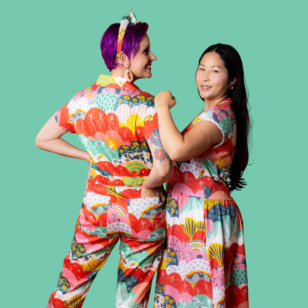 Jumpsuit in Mint & Strawberry Meadow Print Jumpsuit La Vie Bien Jumpsuit in Mint & Strawberry Meadow Print