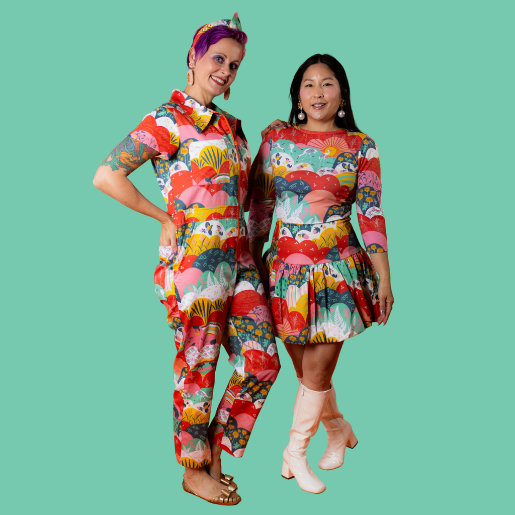 Jumpsuit in Mint & Strawberry Meadow Print Jumpsuit La Vie Bien Jumpsuit in Mint & Strawberry Meadow Print
