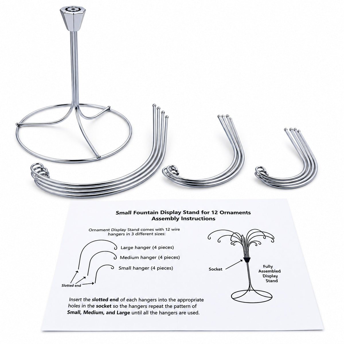12-Arm Spiral Fountain Brass Silver Metal Ornament Stand Display 11.5 Inches