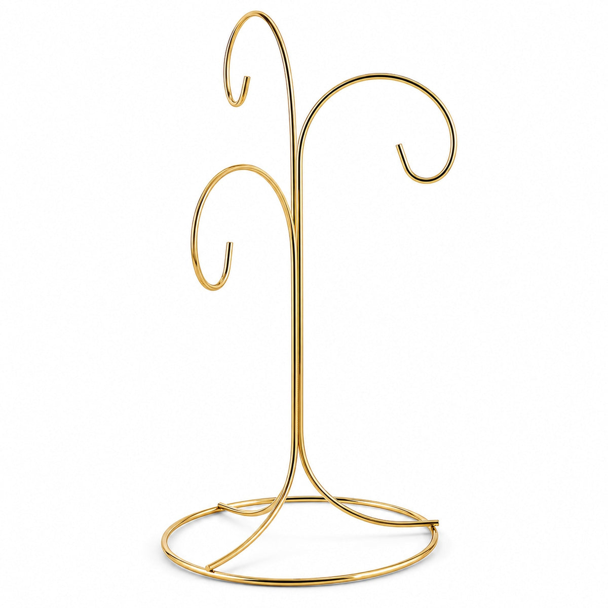 3-Arm 3-Tier Gold Brass Metal Ornament Stand Display 10.75 Inches