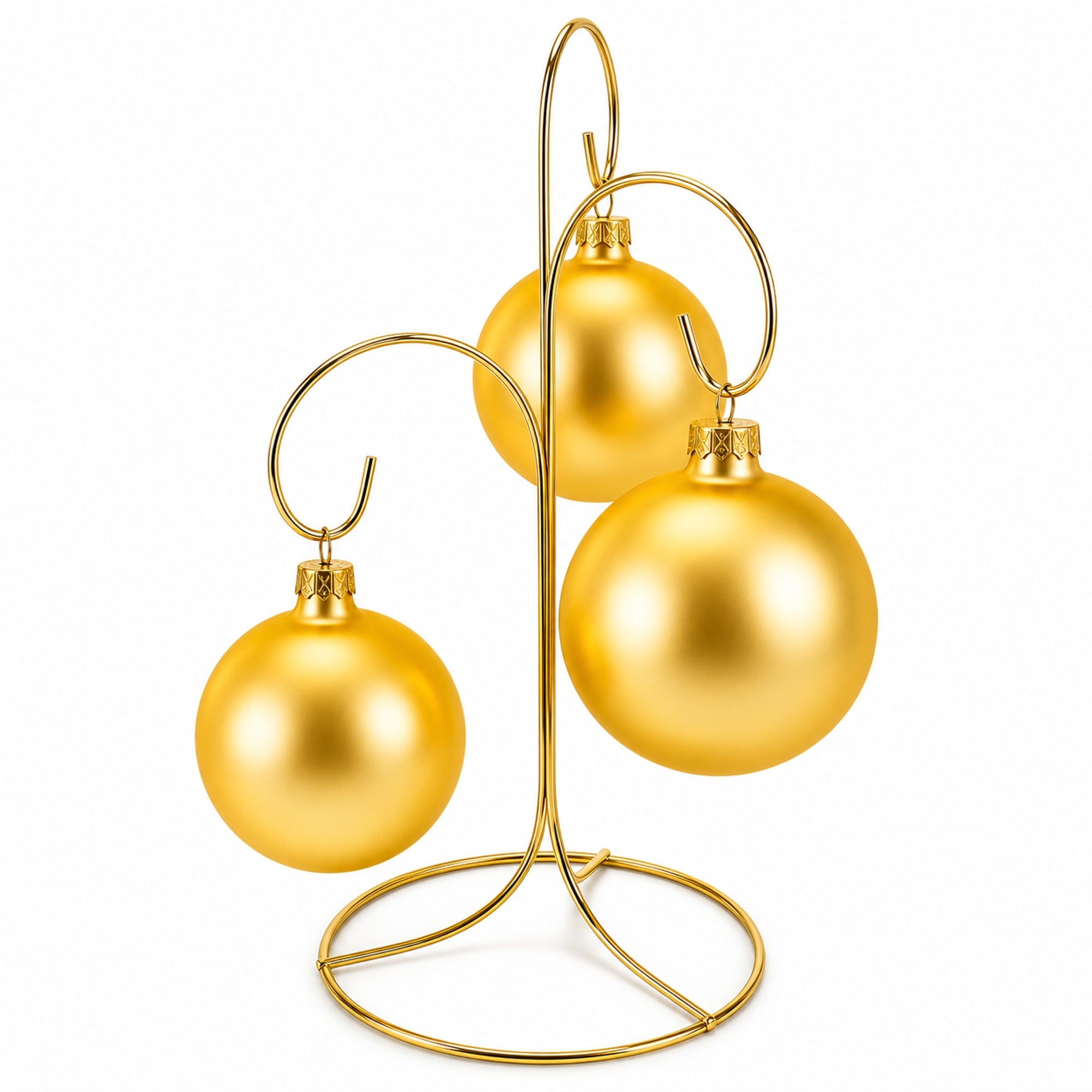 3-Arm 3-Tier Gold Brass Metal Ornament Stand Display 10.75 Inches