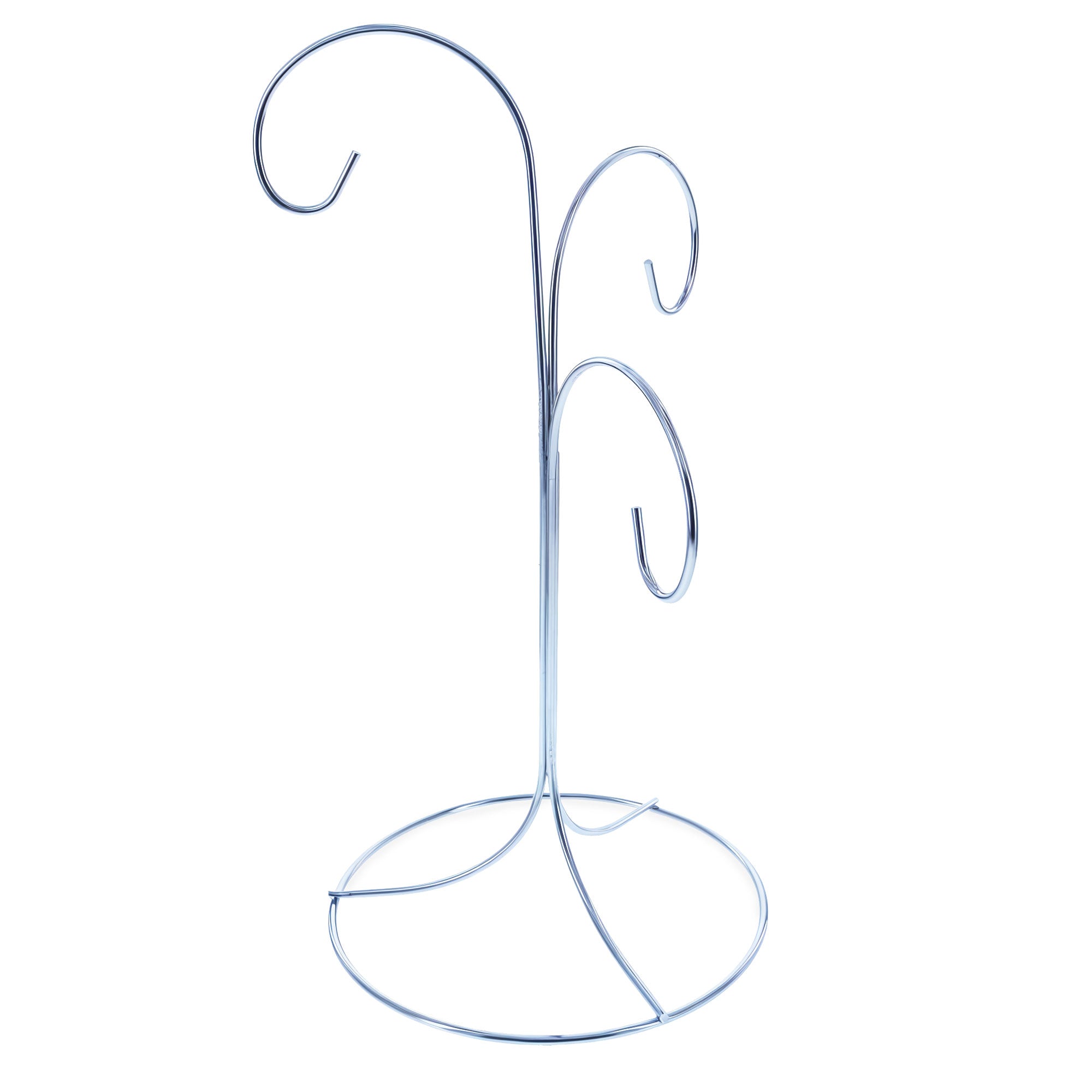 3-Arm 3-Tier Silver Metal Ornament Stand Display 10.75 Inches