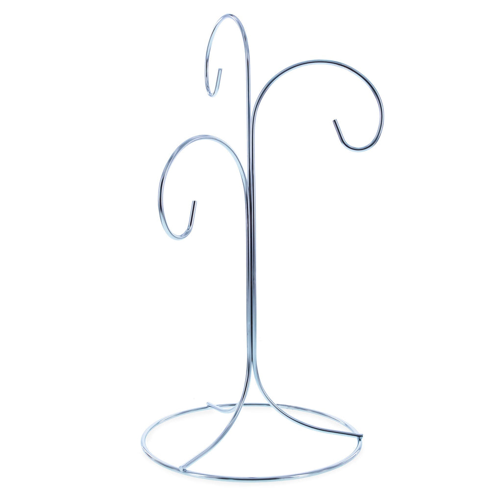 3-Arm 3-Tier Silver Metal Ornament Stand Display 10.75 Inches