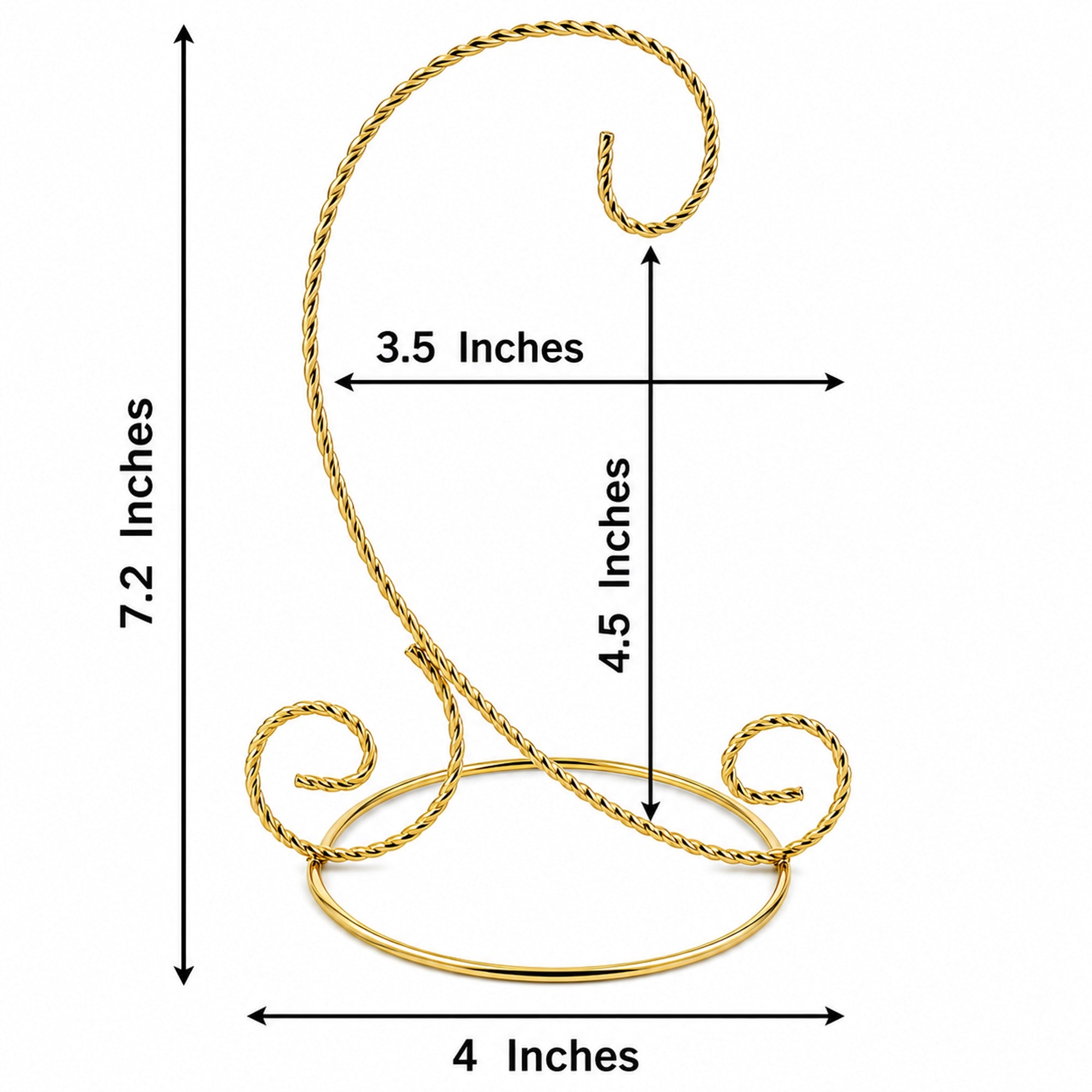 Twisted Wire Gold Metal Ornament Stand Display 7.2 Inches