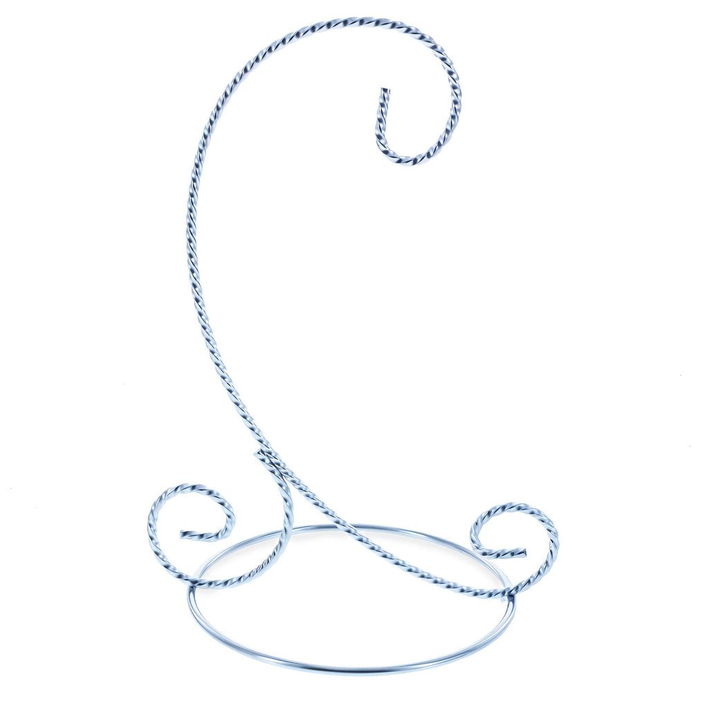 Twisted Wire Silver Metal Ornament Stand Display 7.2 Inches