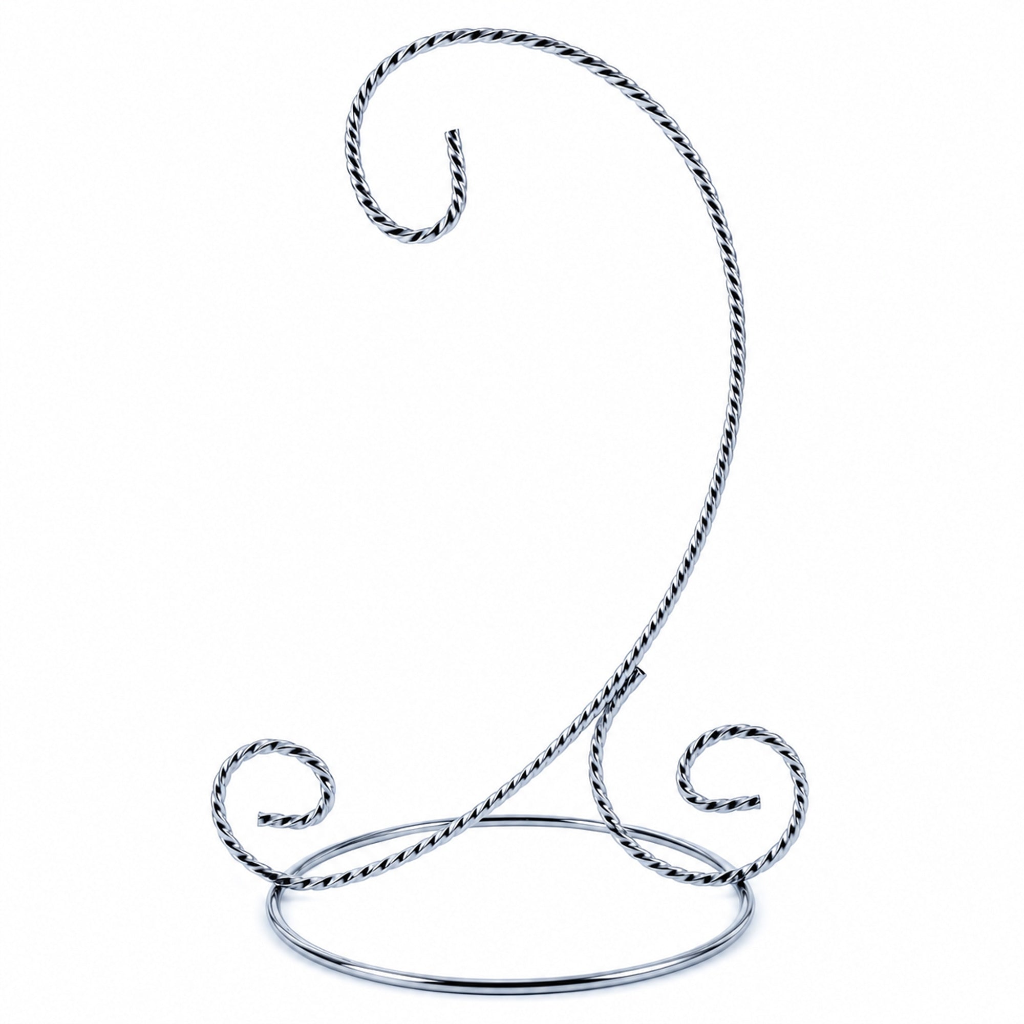 Twisted Wire Silver Metal Ornament Stand Display 7.2 Inches