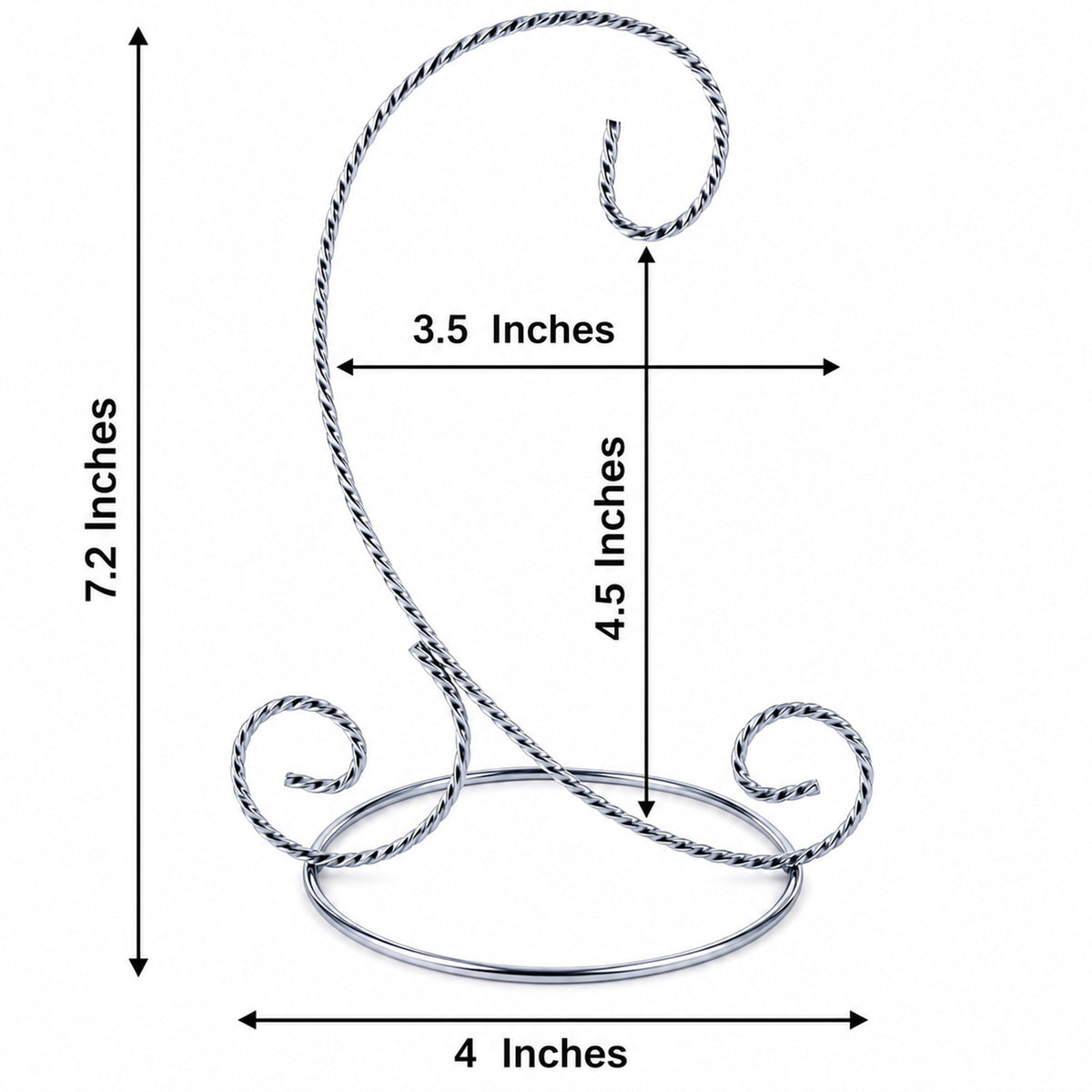 Twisted Wire Silver Metal Ornament Stand Display 7.2 Inches
