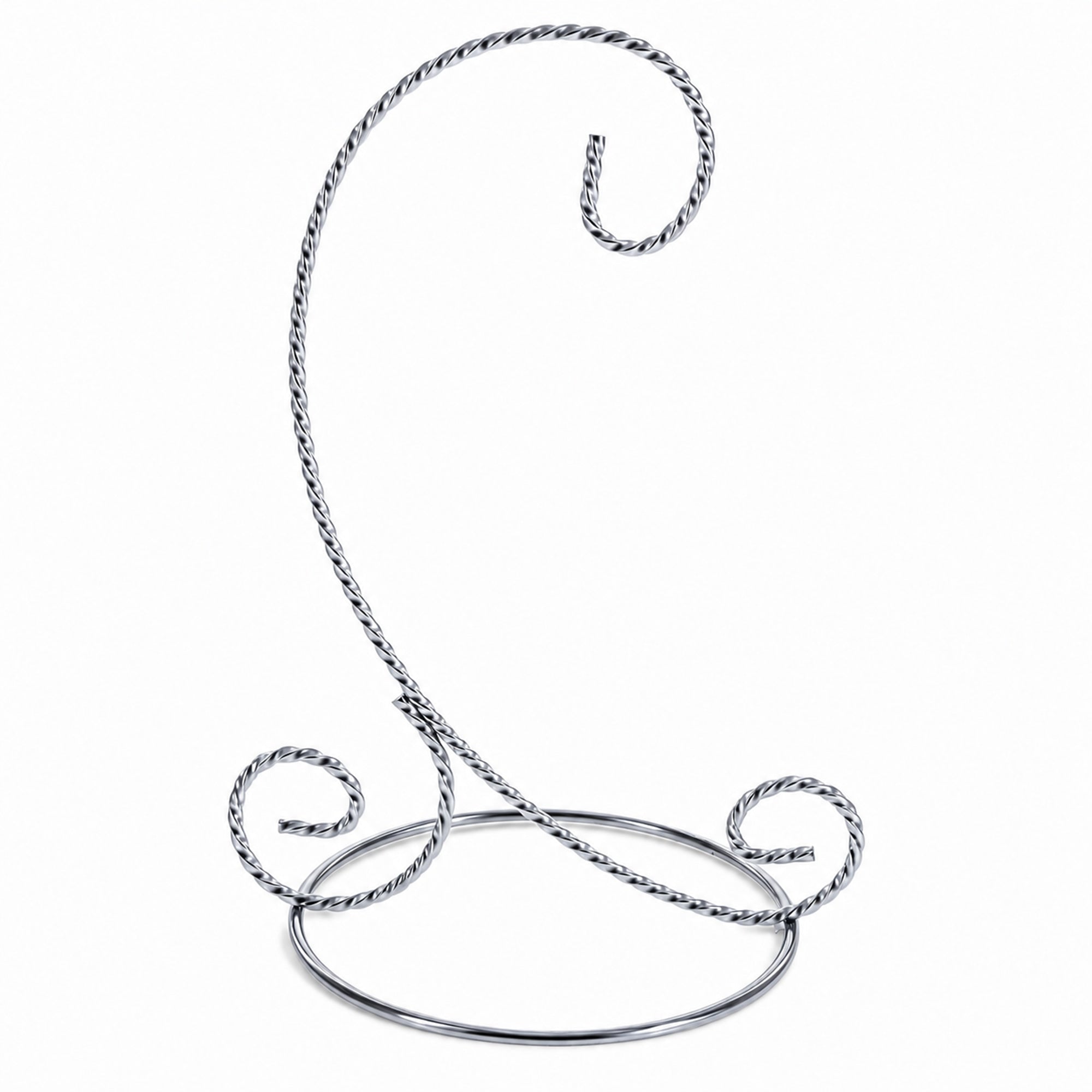 Twisted Wire Silver Metal Ornament Stand Display 7.2 Inches