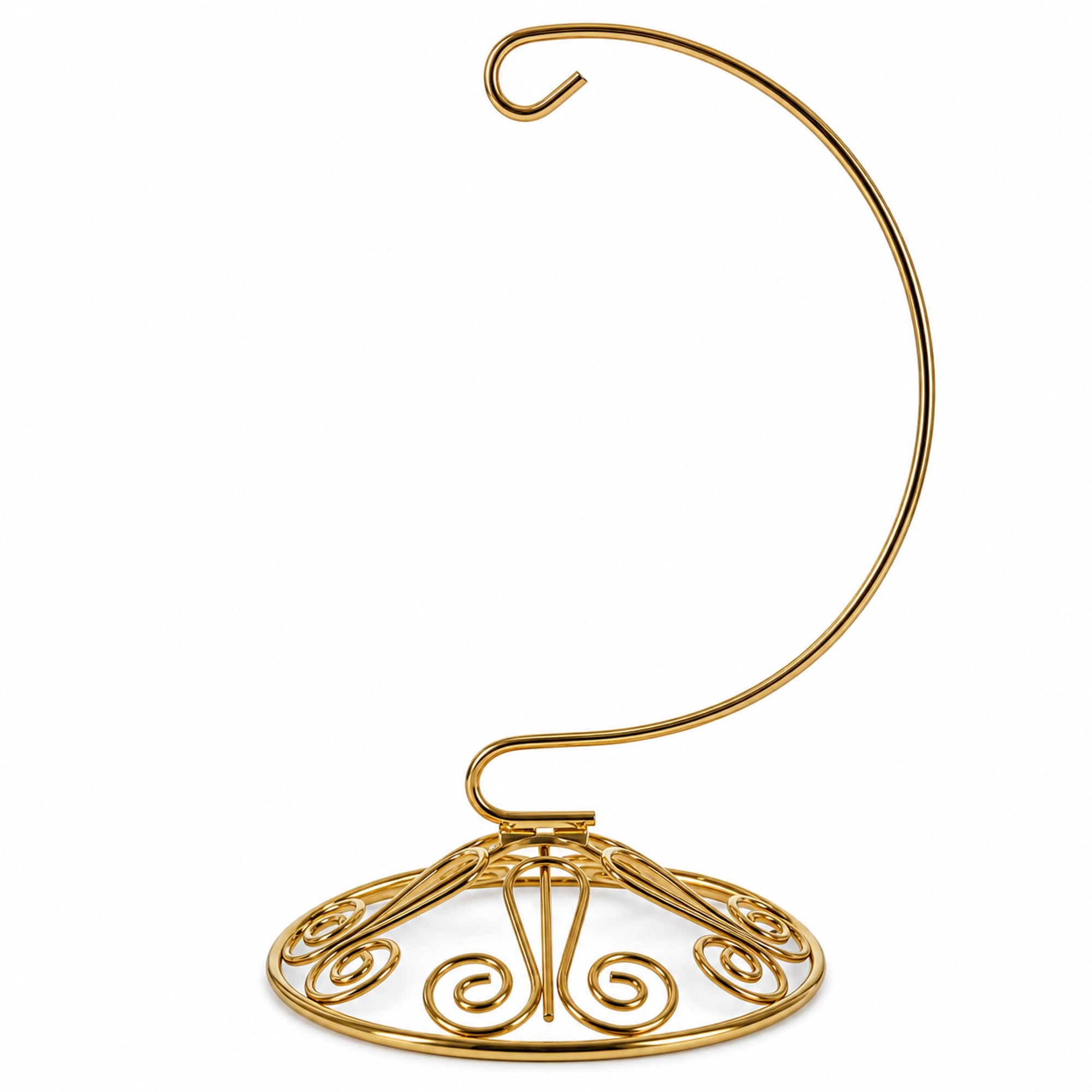 Curved Gold Wire Swirl Base Ornament Stand Display 7 Inches