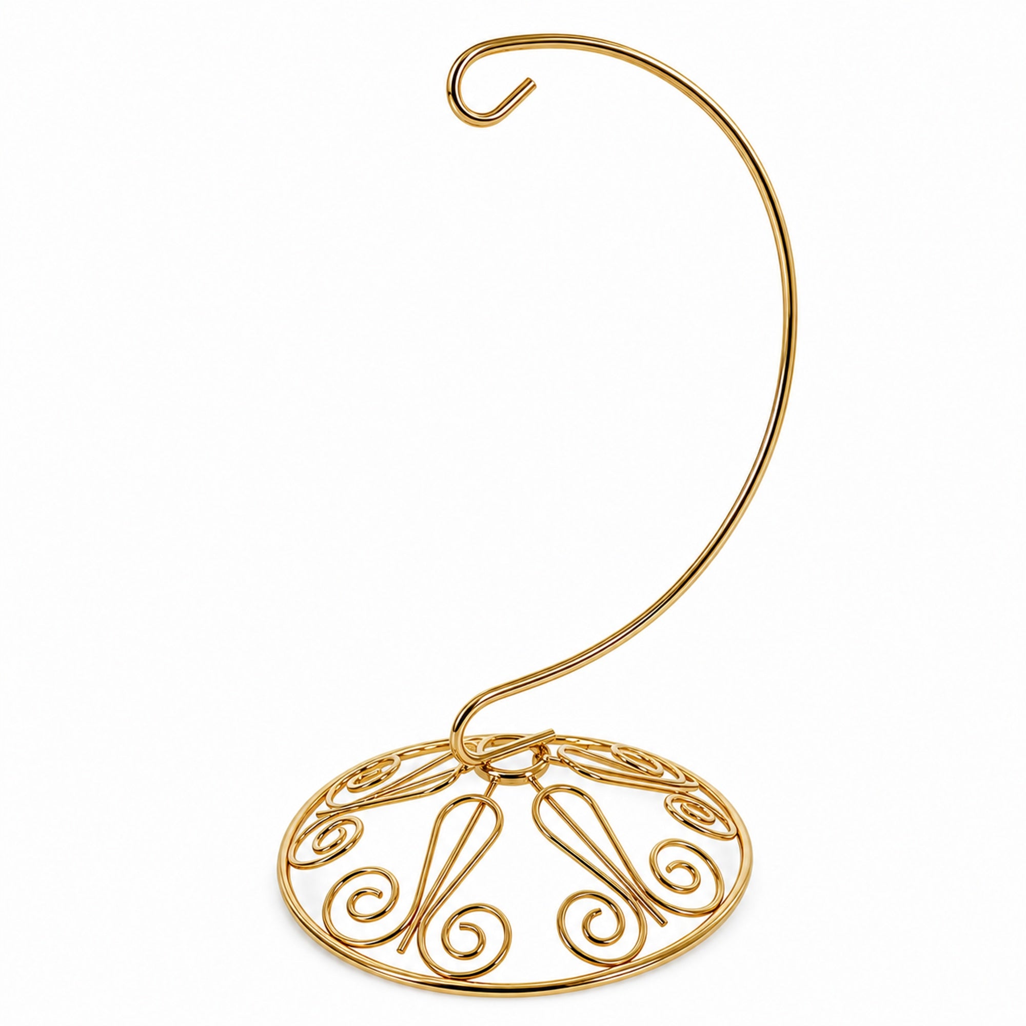 Curved Gold Wire Swirl Base Ornament Stand Display 7 Inches