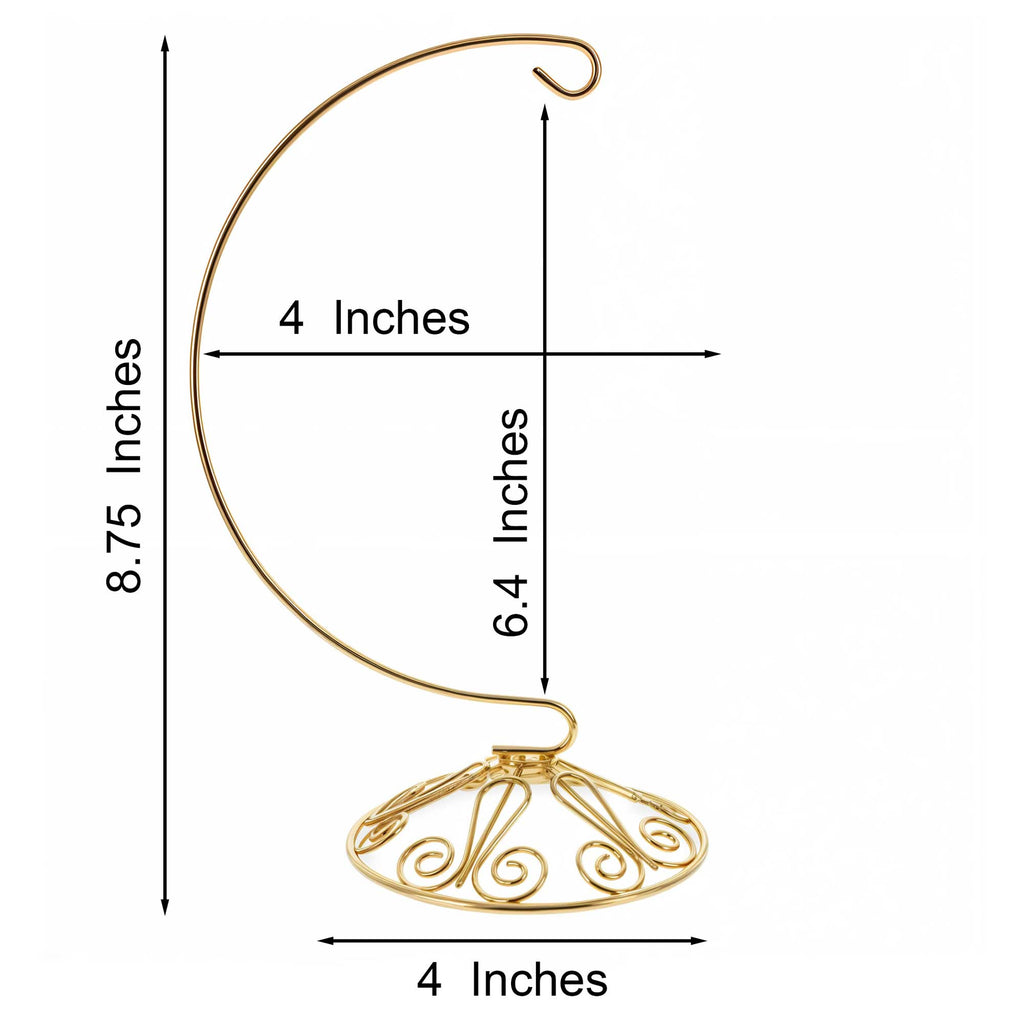 Curved Gold Wire Swirl Base Ornament Stand Display 8.75 Inches