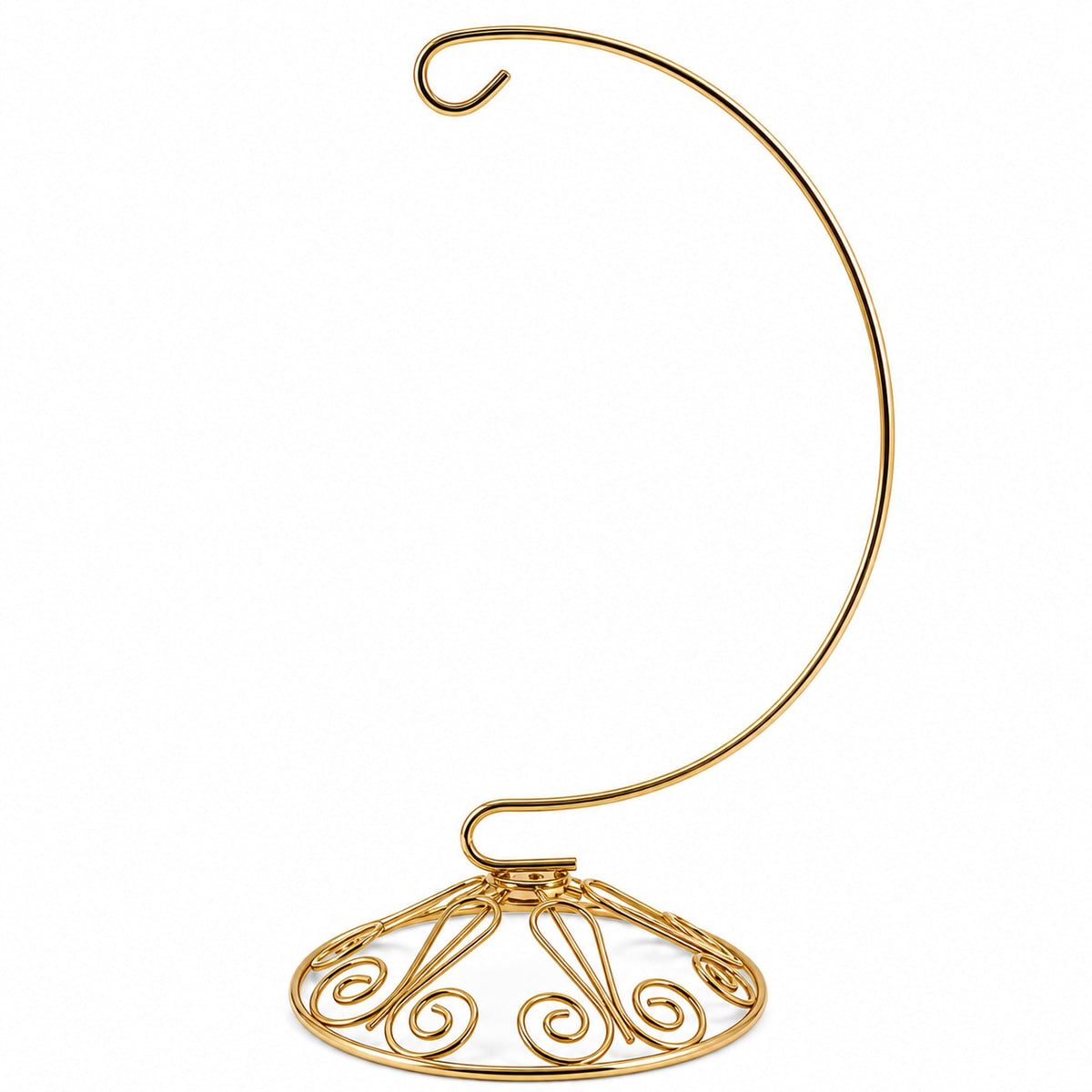 Curved Gold Wire Swirl Base Ornament Stand Display 8.75 Inches